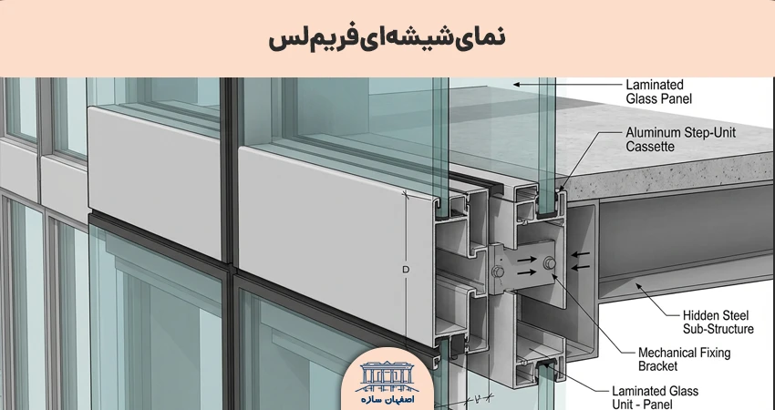 نمای شیشه ای فریم لس
